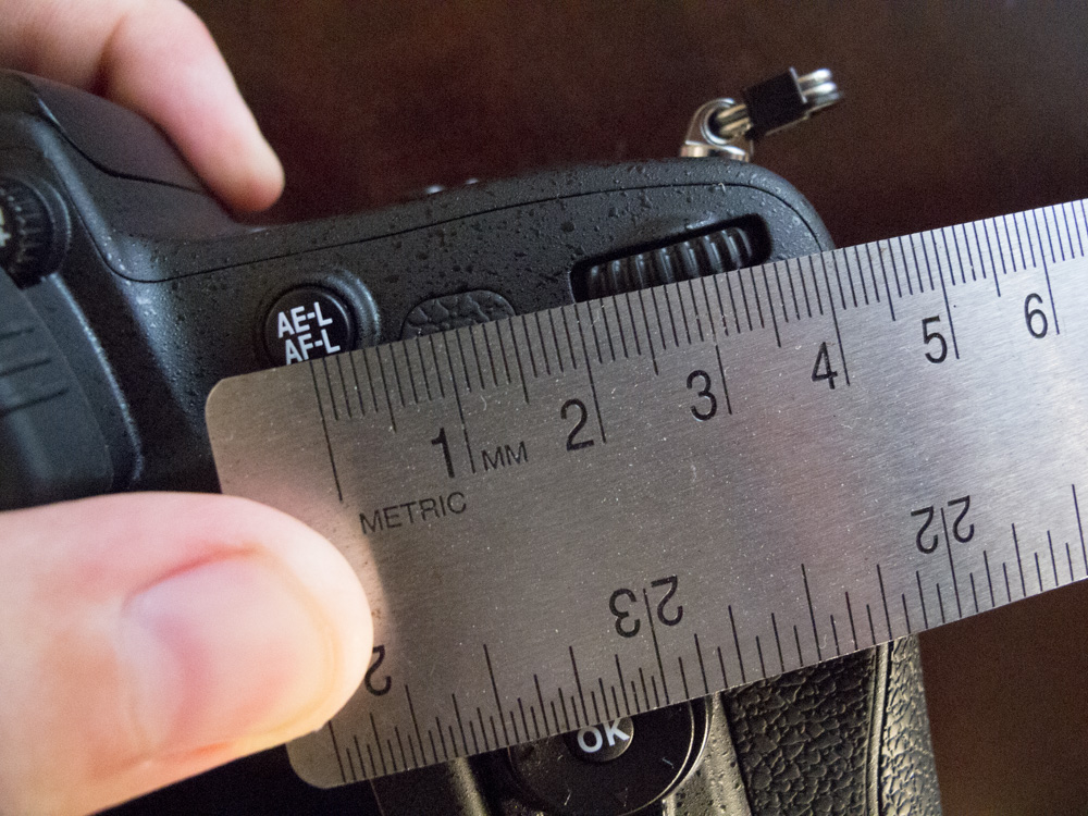 The AF-On button - so to speak - on the D750 is a full centimeter farther than the location on the D800.